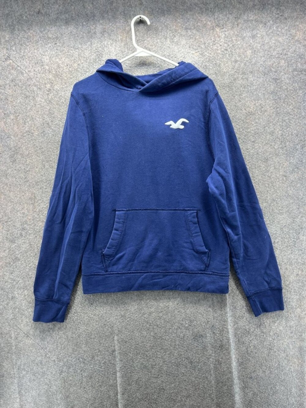 Hollister Hoodie Mens Large Blue Pullover Fleece Kangaroo Pocket Logo Sweatshirt